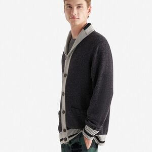 Frederick Anderson Copenhagen Sweater Men L Gray Blue Wool Blend Shawl C…